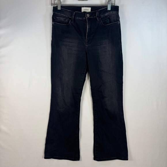 Frame Denim Denim - FRAME Le Crop Mini Boot Jeans Womens 27 Dark Wash Denim Cropped Flare Pants
